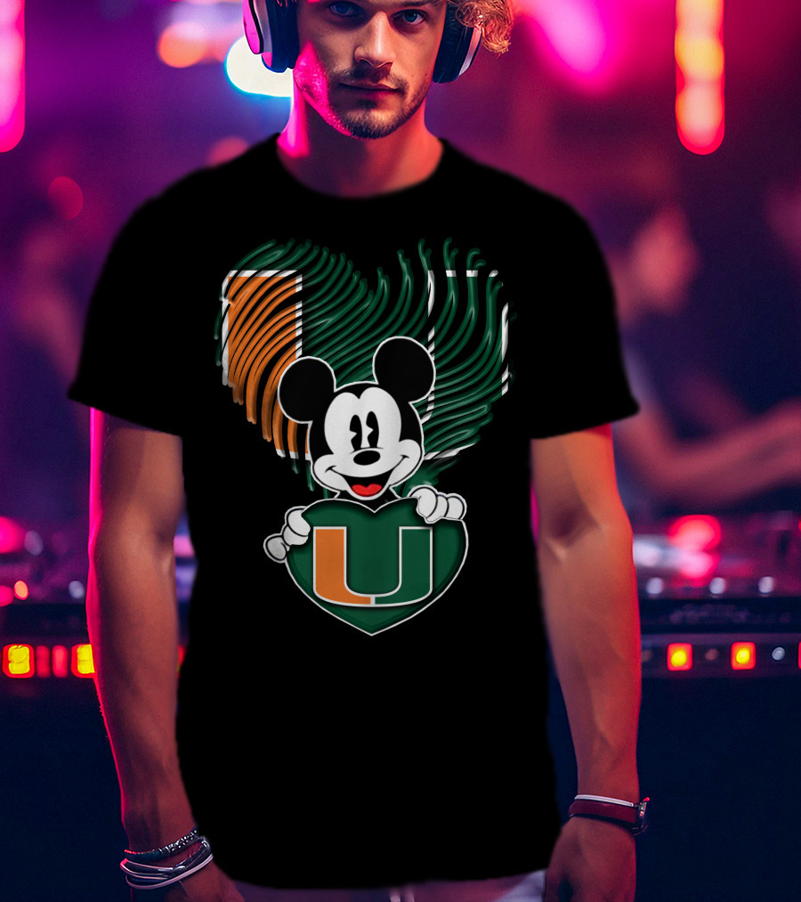 Mickey Mouse Miami Hurricanes Heart U T-Shirt