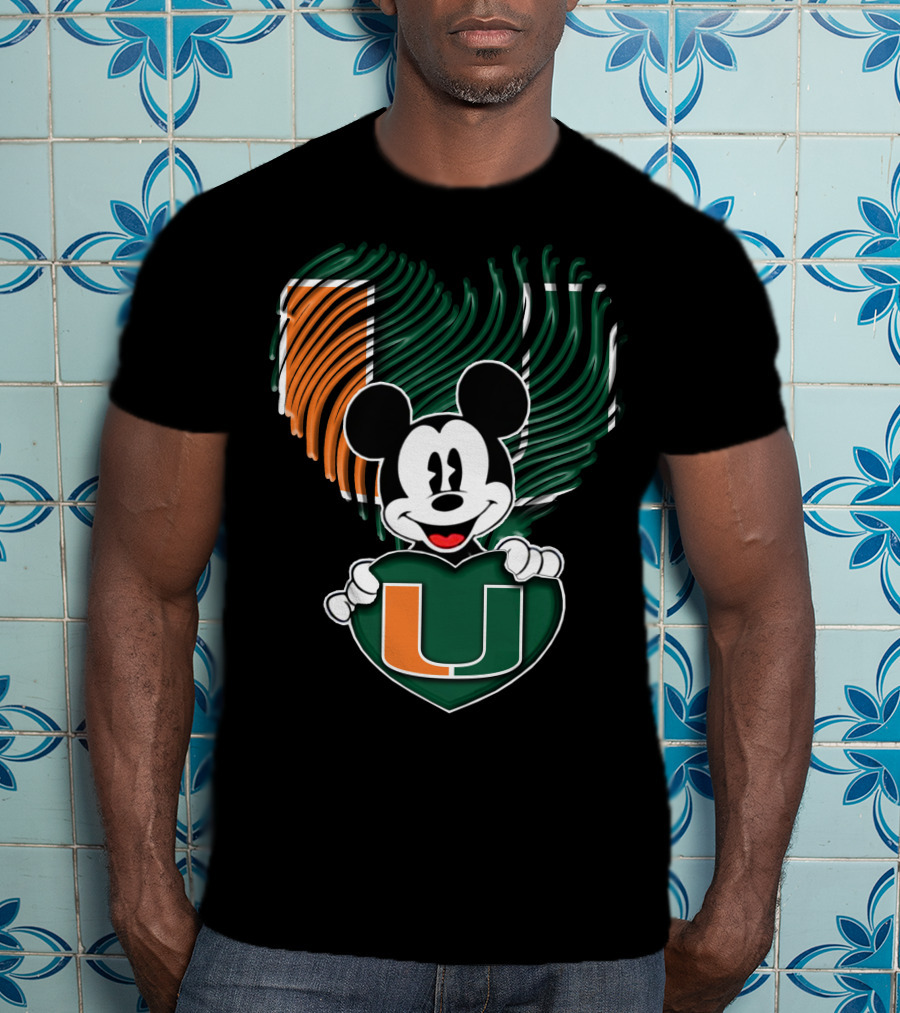 Mickey Mouse Miami Hurricanes Heart U T-Shirt