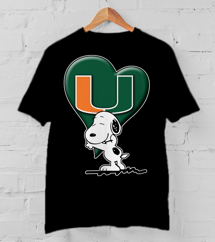 Snoop V1 Miami Hurricanes U Logo Heart Hug T-Shirt