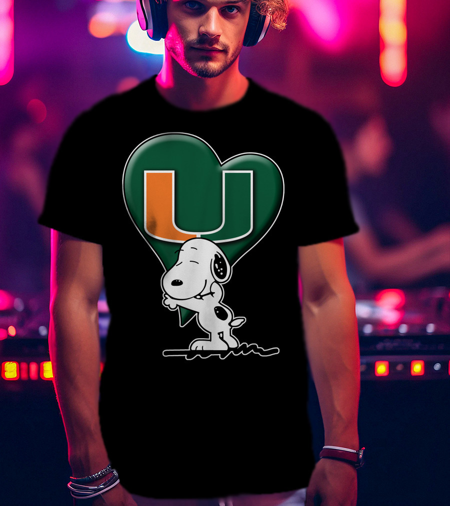 Snoop V1 Miami Hurricanes U Logo Heart Hug T-Shirt