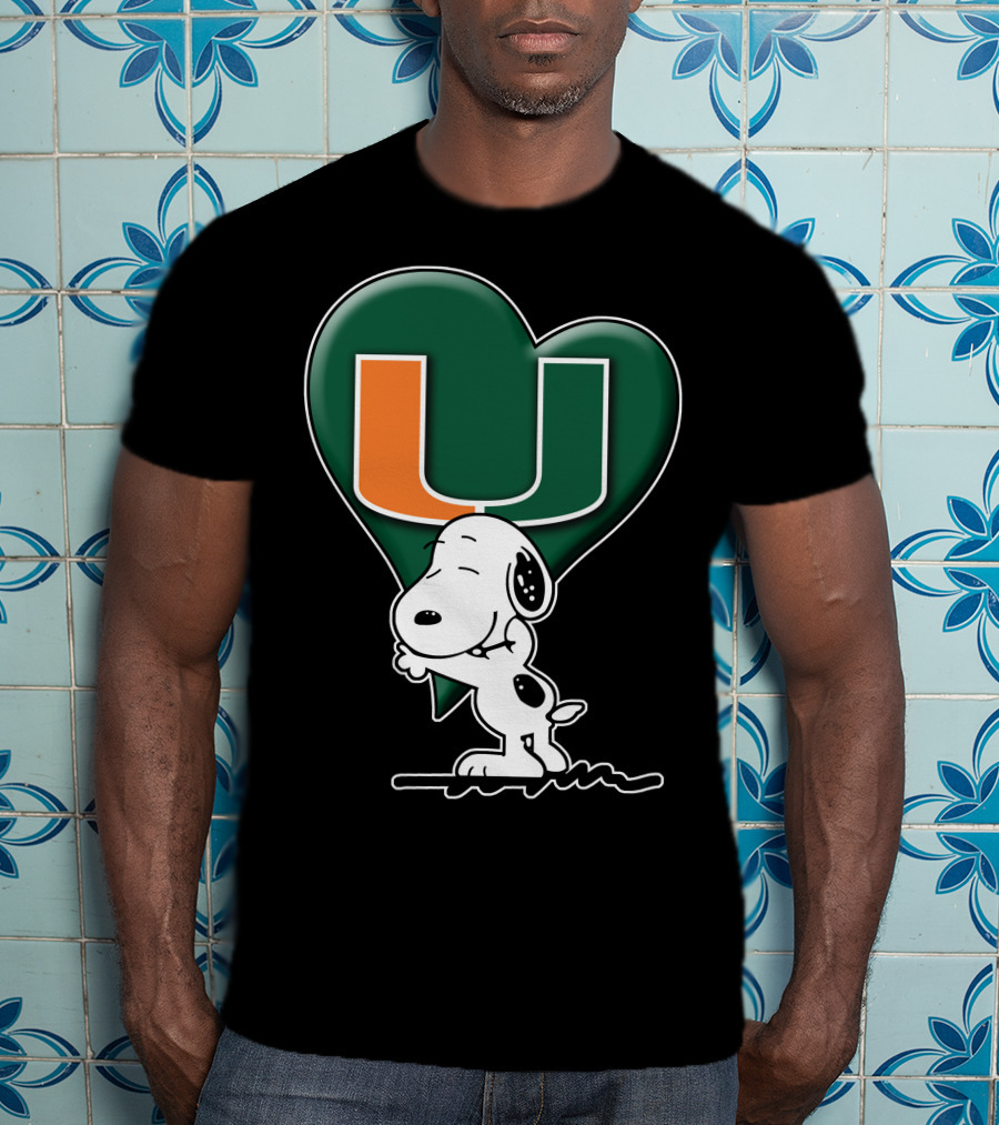 Snoop V1 Miami Hurricanes U Logo Heart Hug T-Shirt