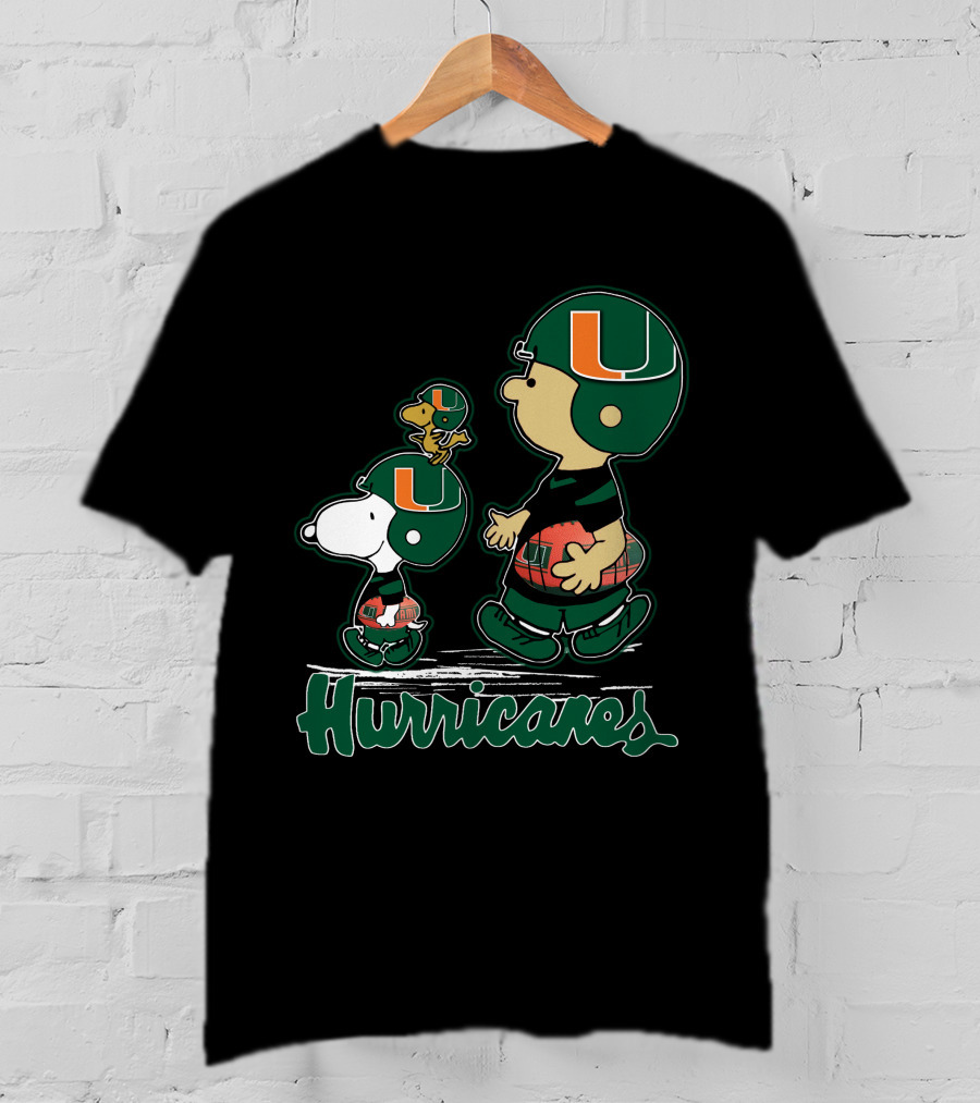 Snpfootball Miami Hurricanes Peanuts Characters Football Helmets T-Shirt