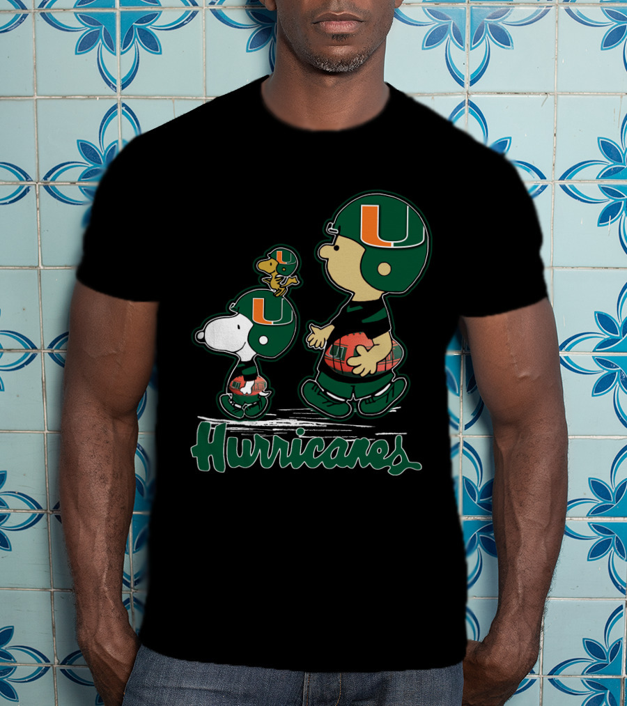 Snpfootball Miami Hurricanes Peanuts Characters Football Helmets T-Shirt
