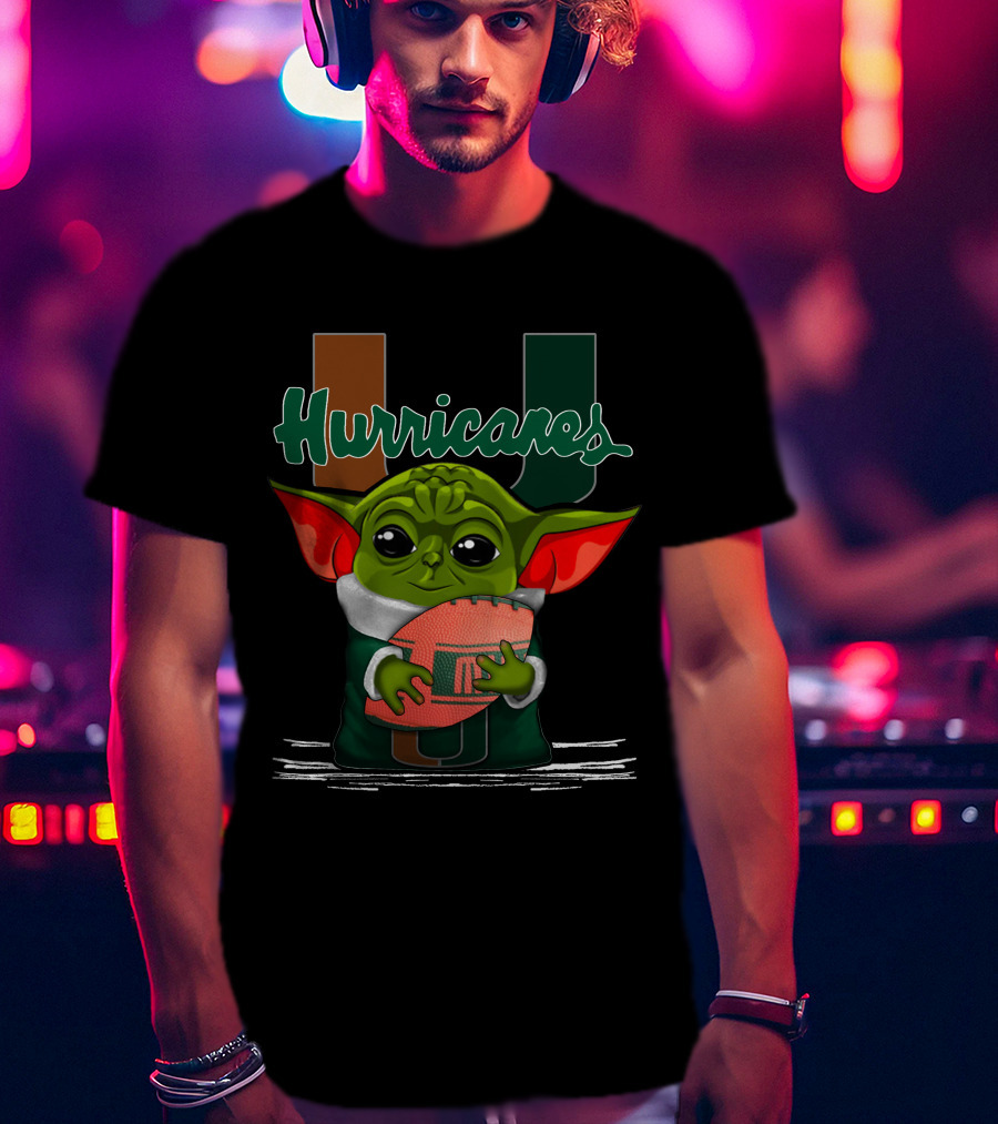 Yoda Miami Hurricanes Football Enthusiast T-Shirt