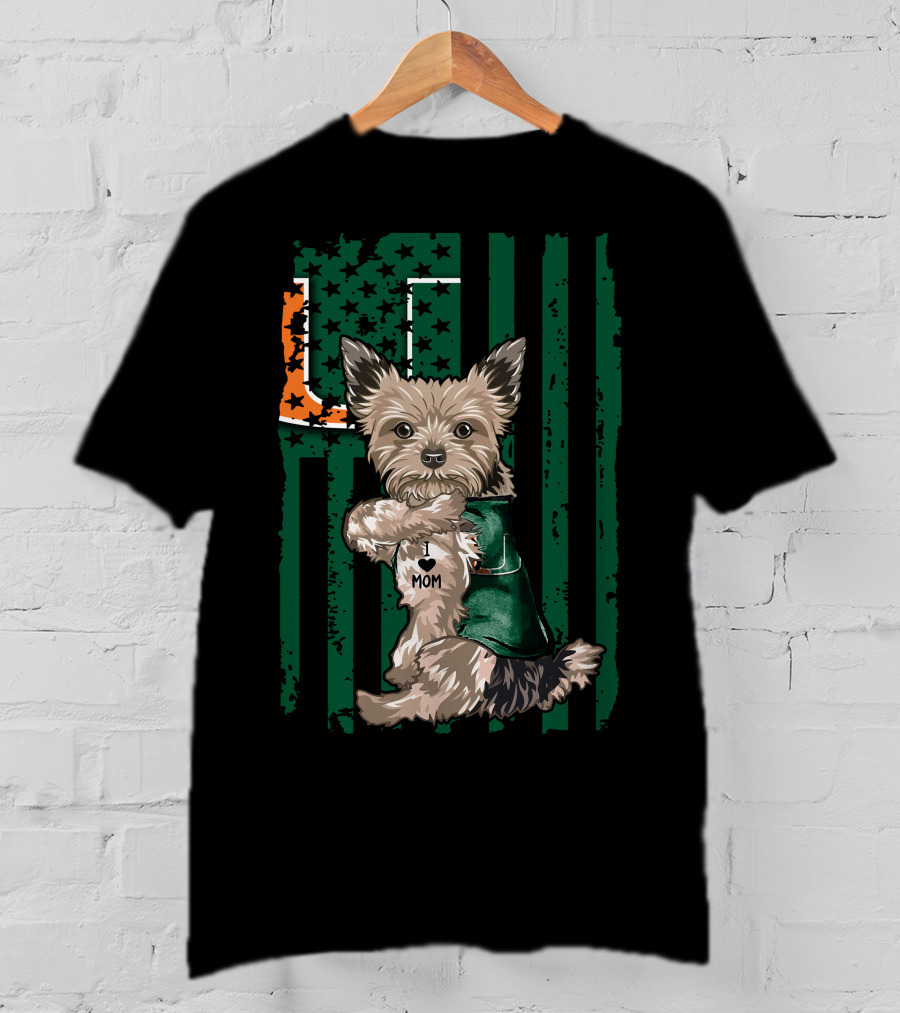 Yorkshire Terrier Miami Hurricanes I Love Mom T-Shirt