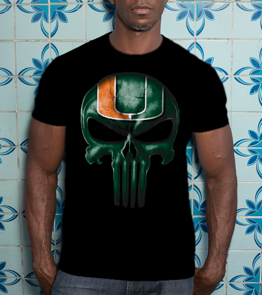 Miami Hurricanes Skull Punisher T-Shirt