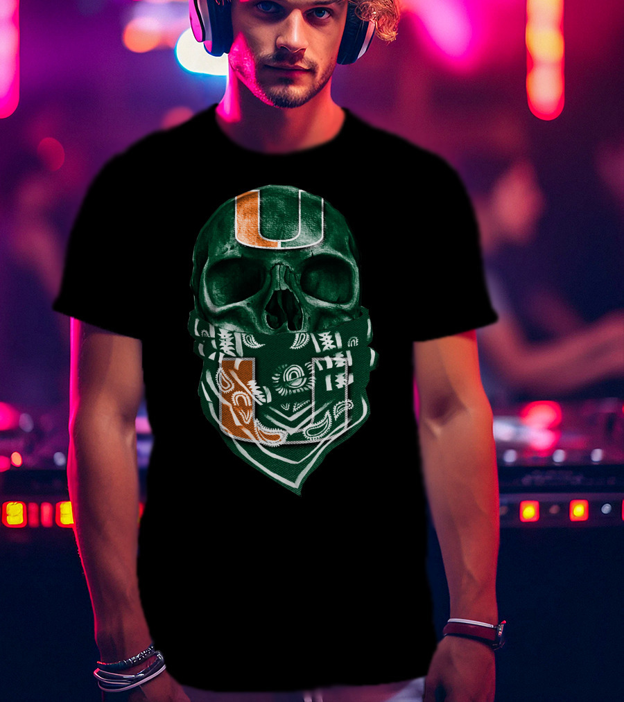 Skull Bandana Miami Hurricanes U T-Shirt