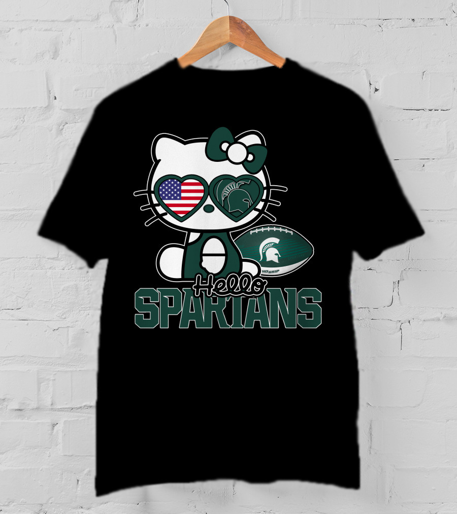 Hello Kitty Michigan State Spartans USA Football T-Shirt