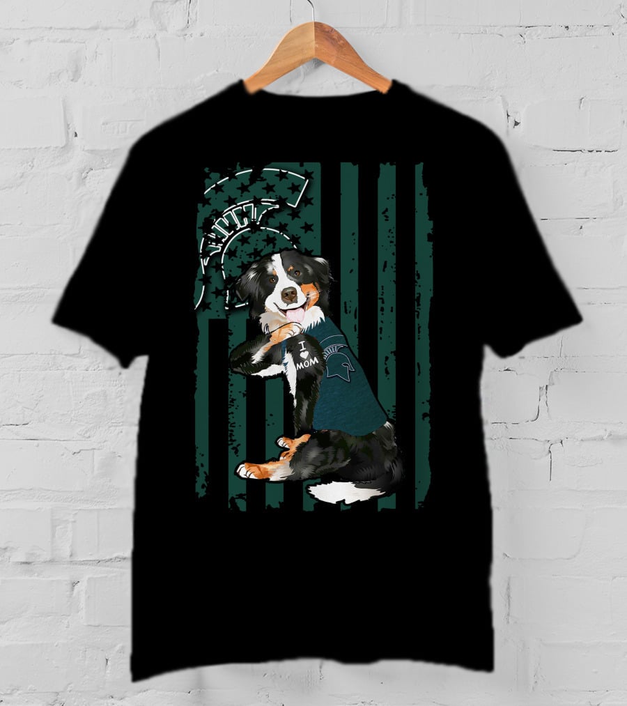 Border Collie I Love Mom Michigan State Spartans T-Shirt
