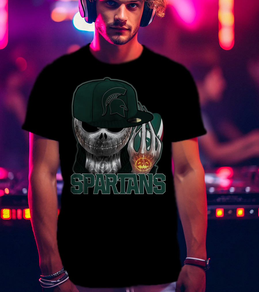 Jackskull Michigan State Spartans Halloween Pumpkin Skull T-Shirt