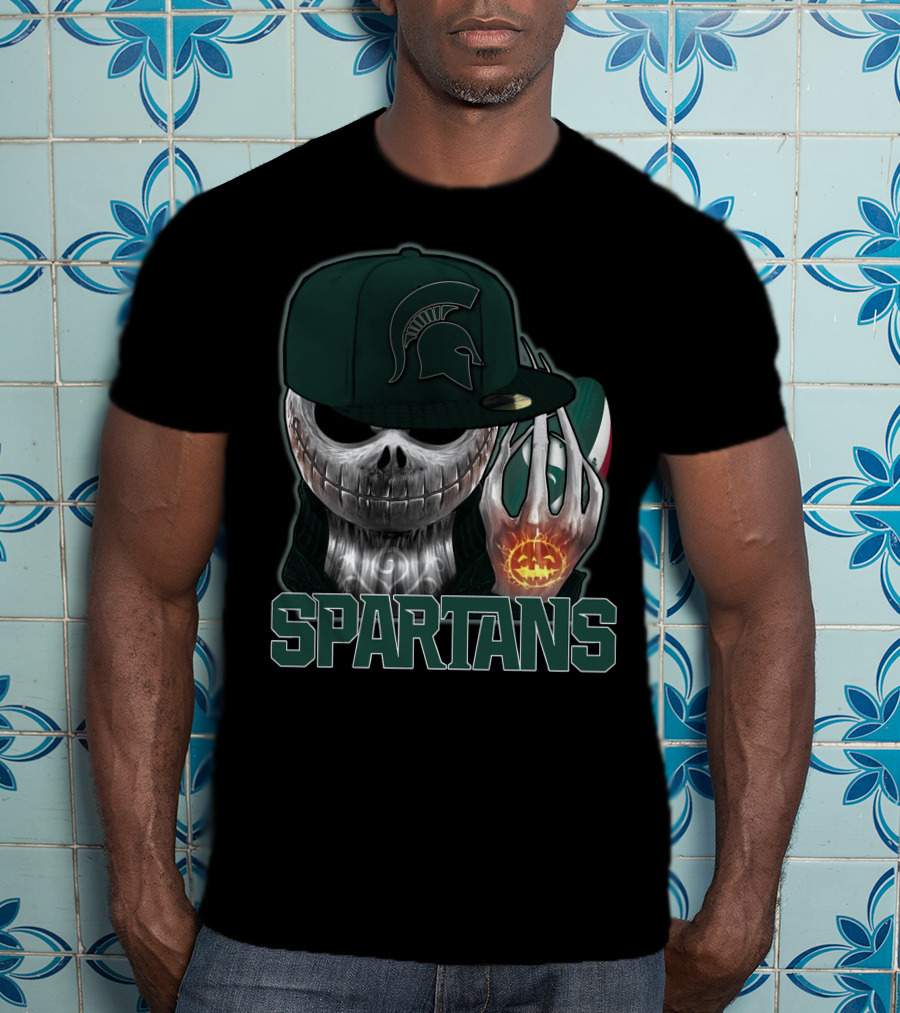 Jackskull Michigan State Spartans Halloween Pumpkin Skull T-Shirt