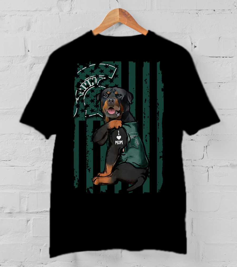 Rottweiler I Love Mom Michigan State Spartans T-Shirt