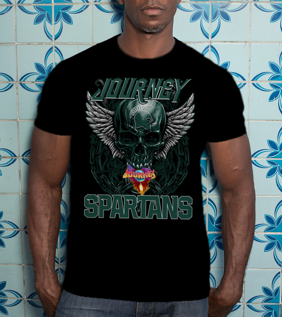 Journey Michigan State Spartans Skull Wings Chains T-Shirt