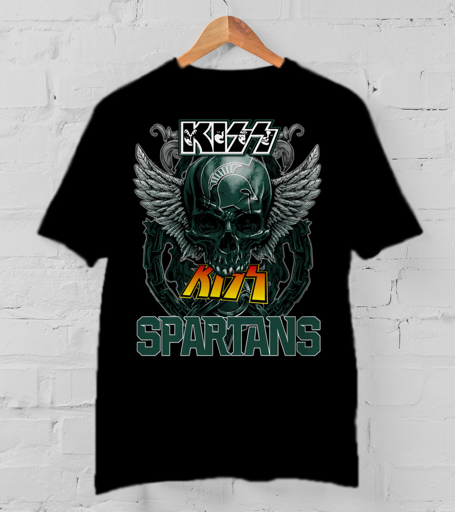 KISS Michigan State Spartans Skull Wings T-Shirt