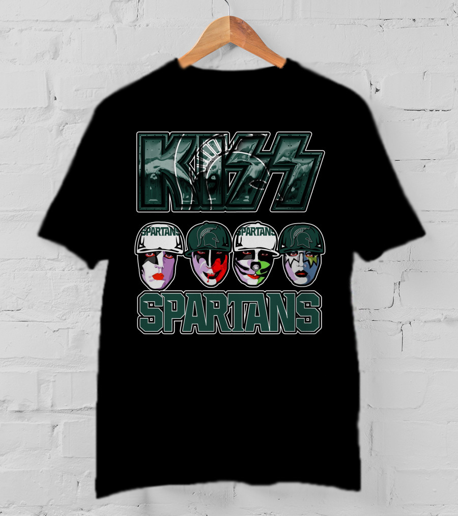 KISS Michigan State Spartans Band Face Makeup Fan Mashup T-Shirt