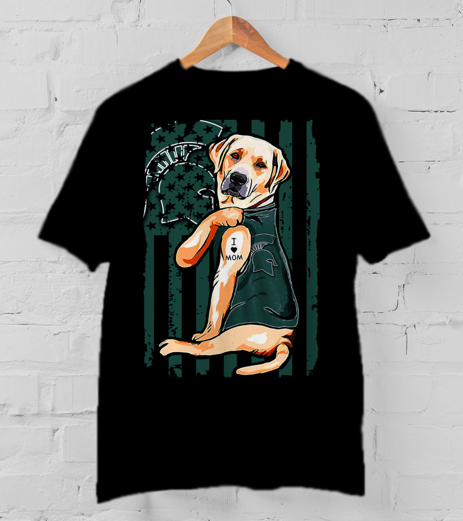 Labrador Retriever Michigan State Spartans I Love Mom T-Shirt