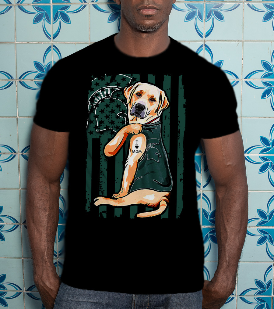 Labrador Retriever Michigan State Spartans I Love Mom T-Shirt