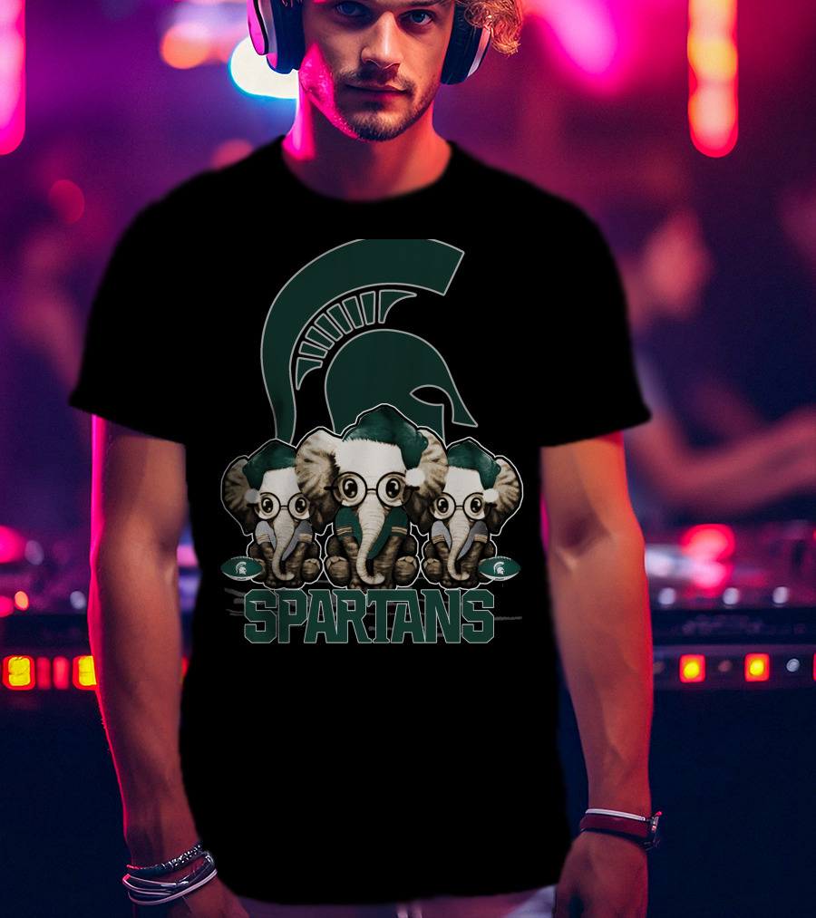 Elephant Christmas Michigan State Spartans Trio T-Shirt