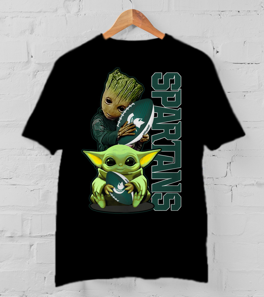Grzd Michigan State Spartans Baby Alien And Tree Character Football T-Shirt