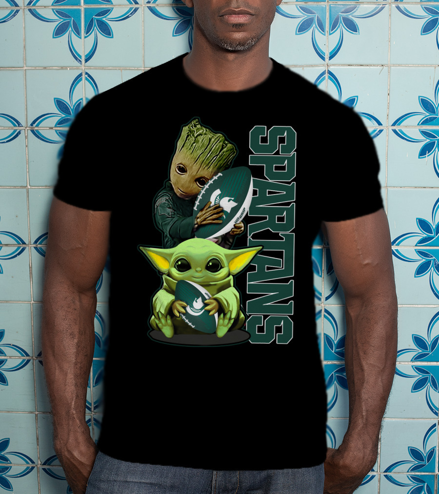 Grzd Michigan State Spartans Baby Alien And Tree Character Football T-Shirt