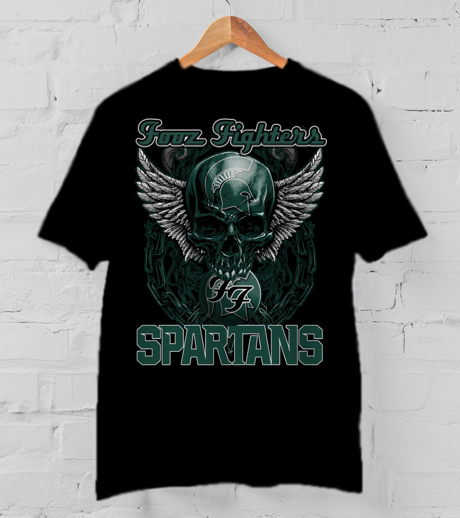 Fozz Fighters Michigan State Spartans Winged Skull T-Shirt