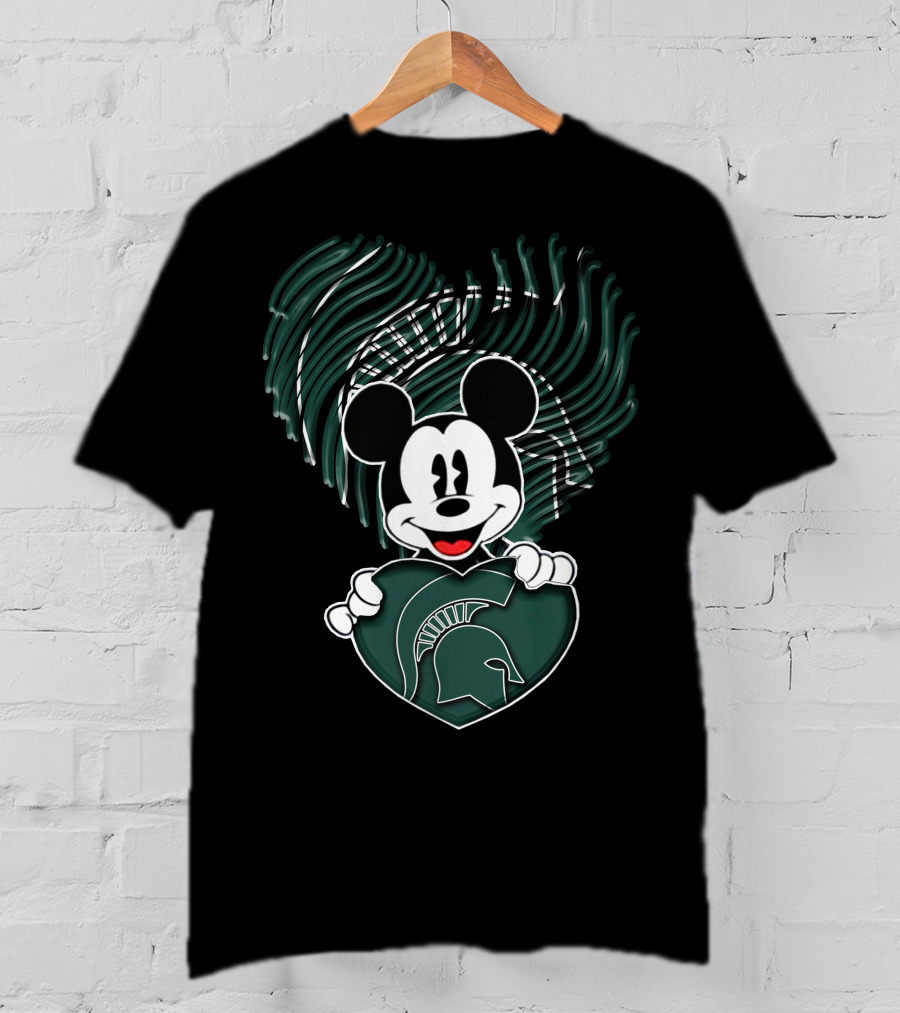 Mick Mouse Michigan State Spartans Heart Spartan Helmet T-Shirt