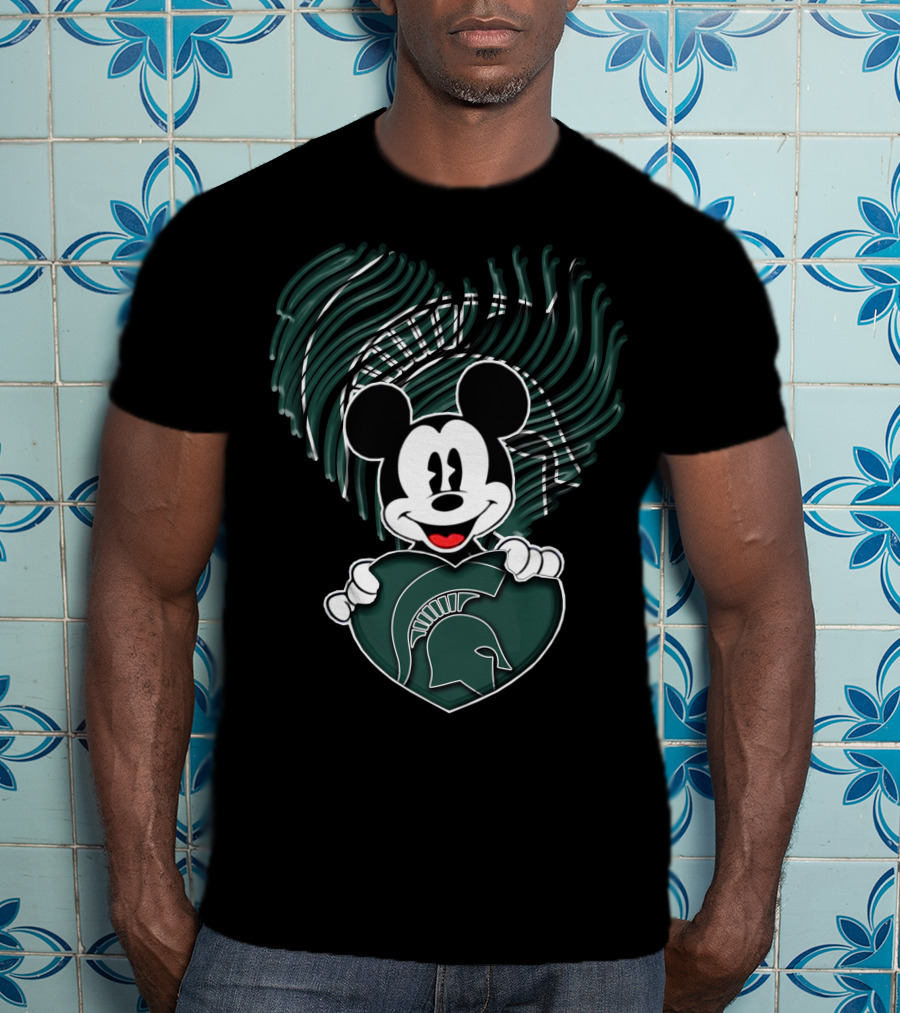 Mick Mouse Michigan State Spartans Heart Spartan Helmet T-Shirt