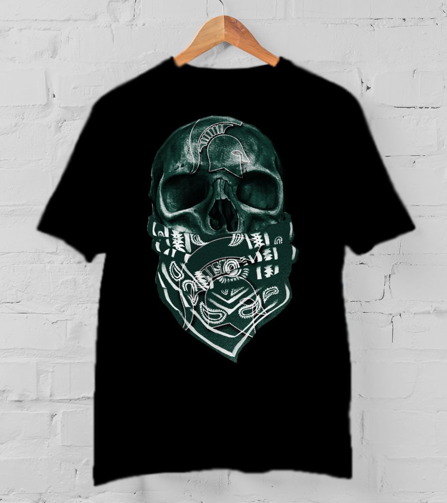 Skull Michigan State Spartans Bandana Style Spartan T-Shirt