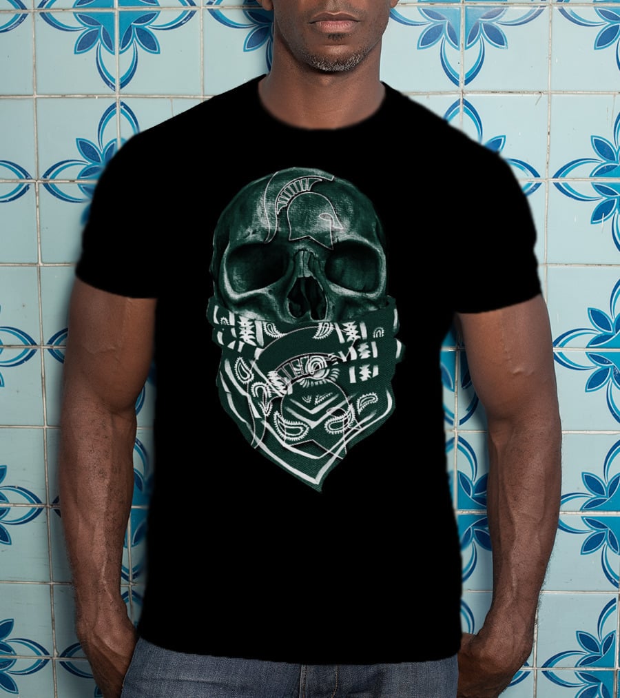 Skull Michigan State Spartans Bandana Style Spartan T-Shirt