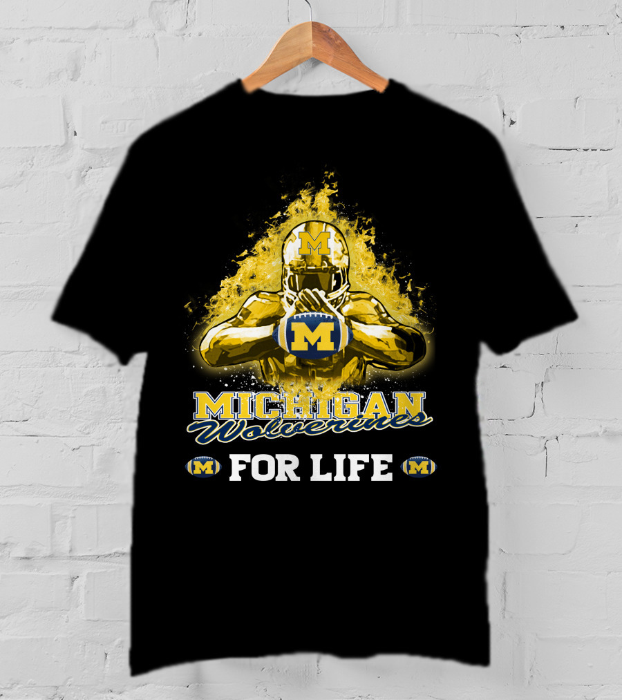 Michigan Wolverines For Life Football Explosion M T-Shirt