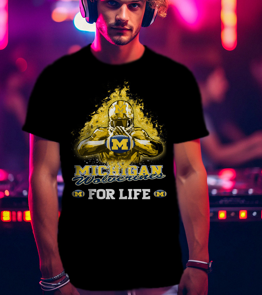Michigan Wolverines For Life Football Explosion M T-Shirt