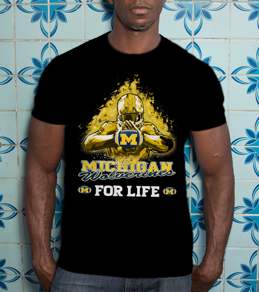 Michigan Wolverines For Life Football Explosion M T-Shirt