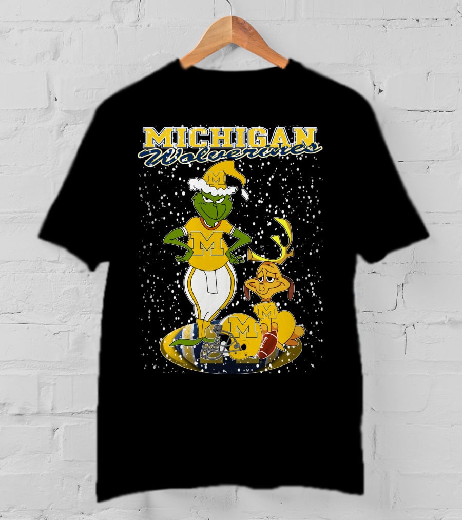Michigan Wolverines Grinchxmas Holiday Football T-Shirt