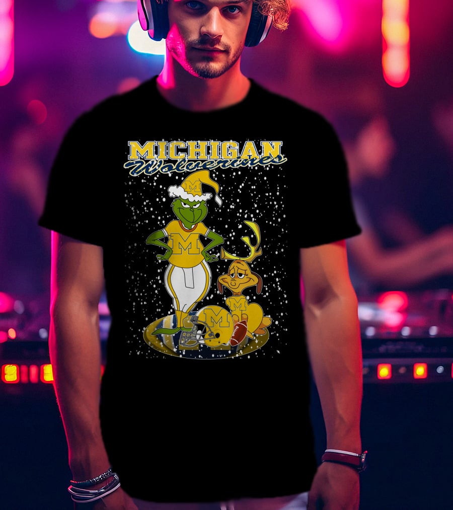 Michigan Wolverines Grinchxmas Holiday Football T-Shirt