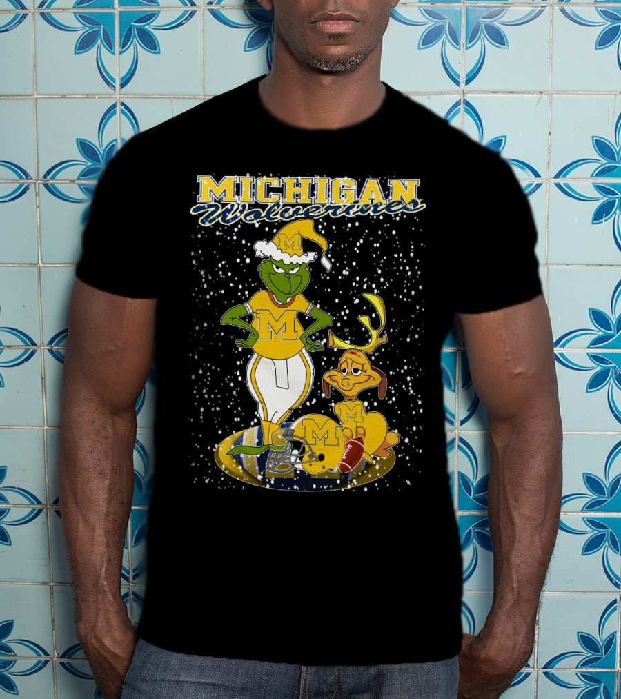 Michigan Wolverines Grinchxmas Holiday Football T-Shirt