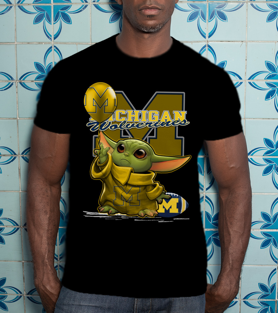 Yoda Michigan Wolverines Football Balloon T-Shirt