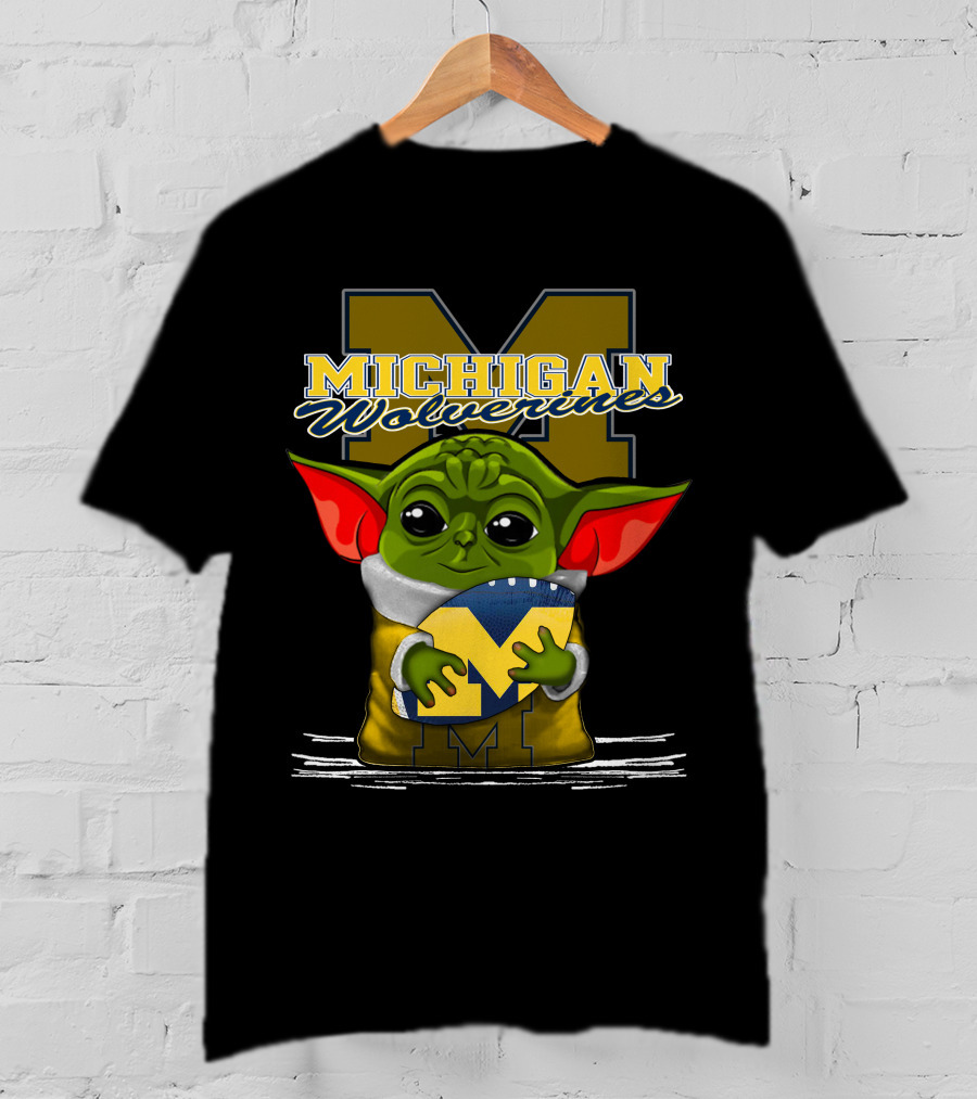 Michigan Wolverines Yoda Holding Football T-Shirt