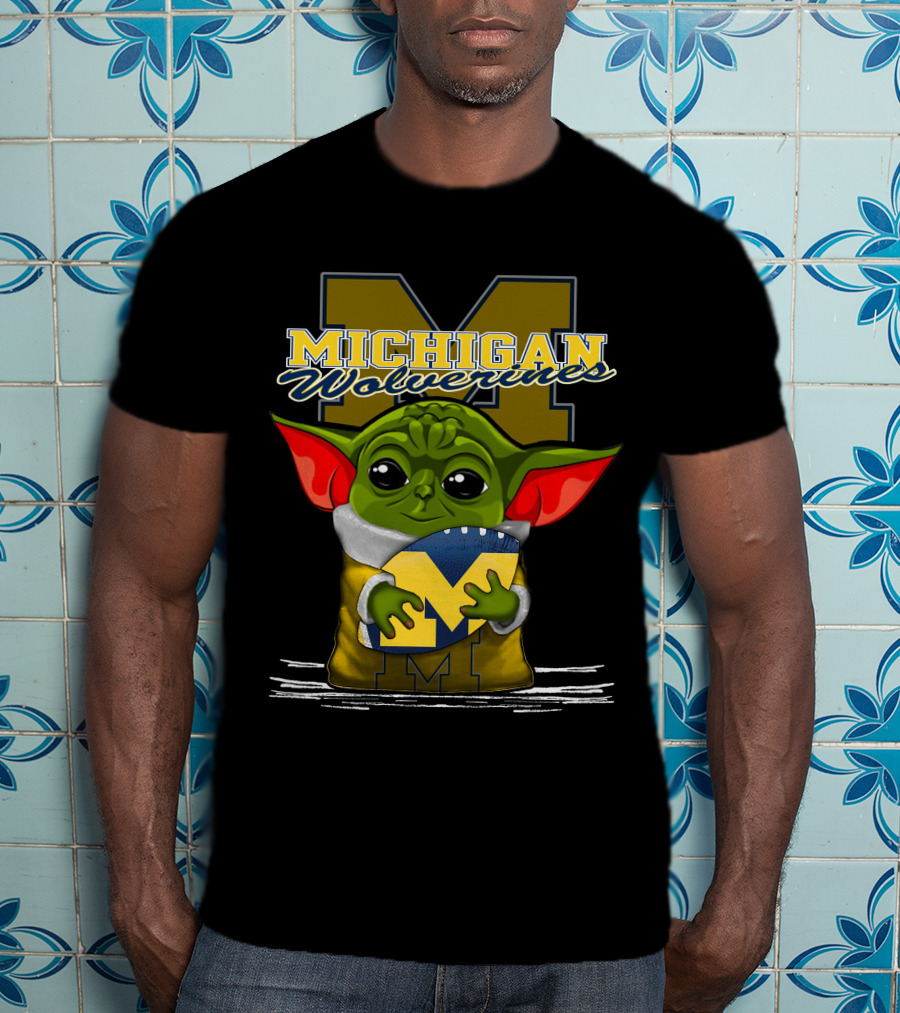Michigan Wolverines Yoda Holding Football T-Shirt