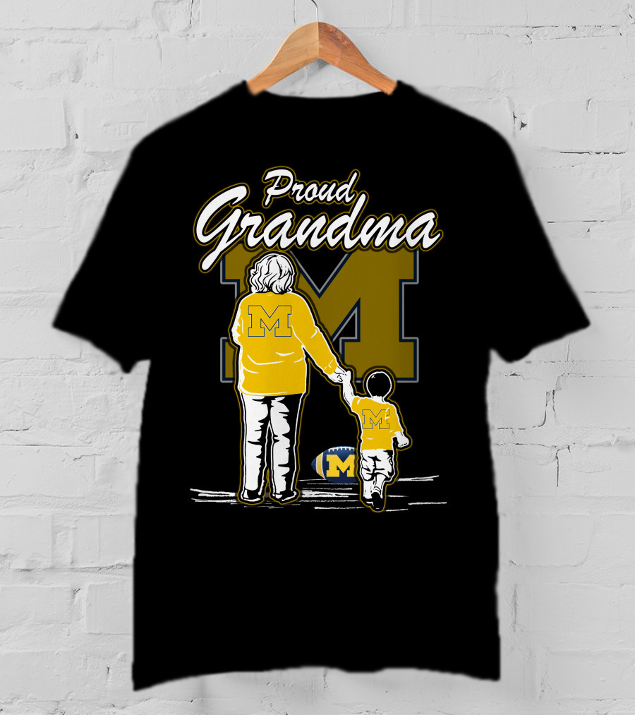 Proud Grandma Michigan Wolverines Football Fan With Large 'M' T-Shirt