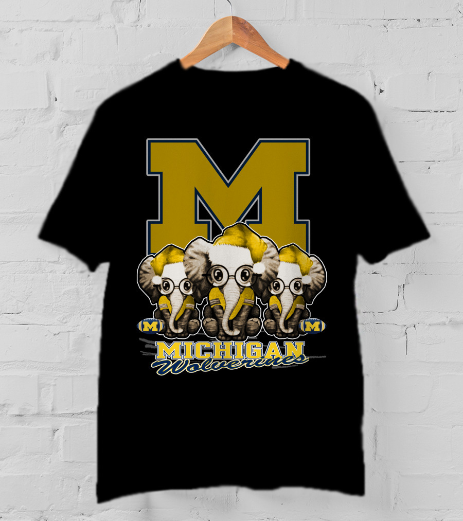Michigan Wolverines Three Elephants With Glasses Holiday T-Shirt