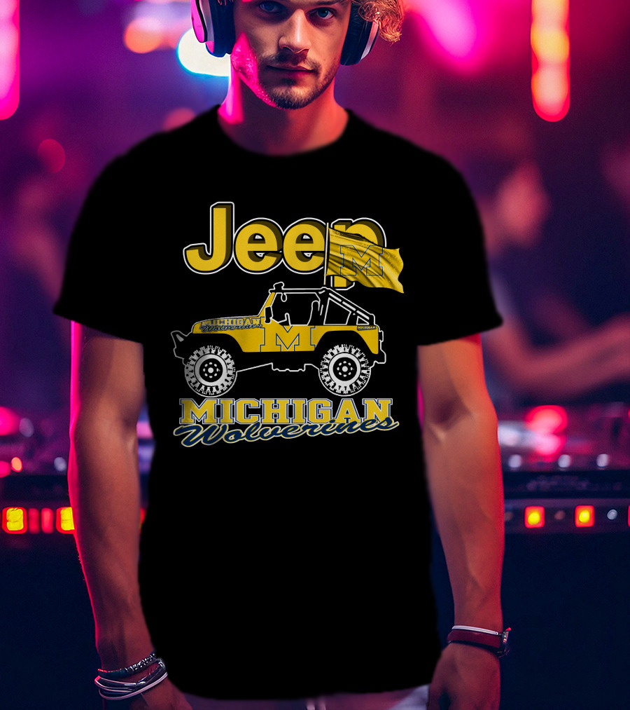 Jeep Michigan Wolverines Flag T-Shirt