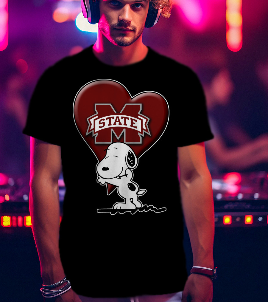 Snoopy Mississippi State Bulldogs Heart T-Shirt