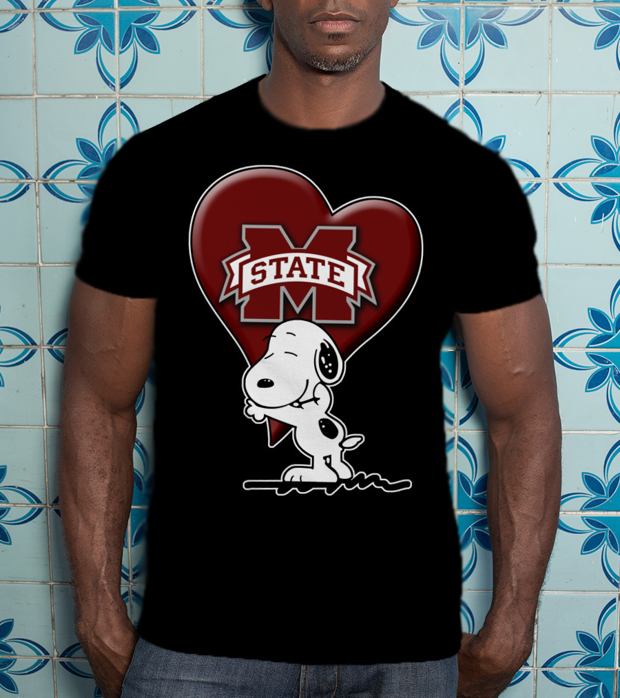 Snoopy Mississippi State Bulldogs Heart T-Shirt