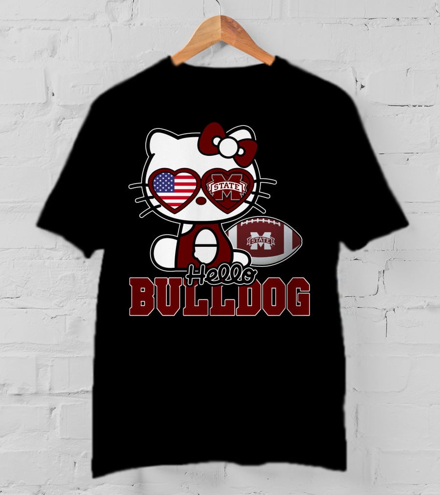 Hellokitty State Bulldogs Football USA Flag T-Shirt