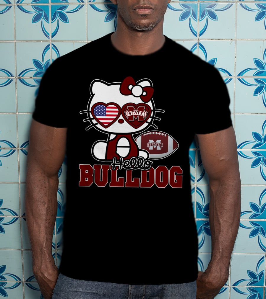 Hellokitty State Bulldogs Football USA Flag T-Shirt