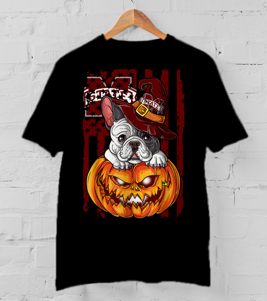 Hlw Bulldog Mississippi State Bulldogs Halloween Pumpkin Wizard Hat T-Shirt