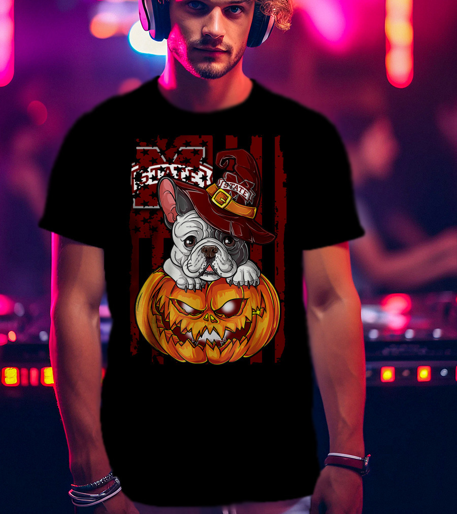 Hlw Bulldog Mississippi State Bulldogs Halloween Pumpkin Wizard Hat T-Shirt