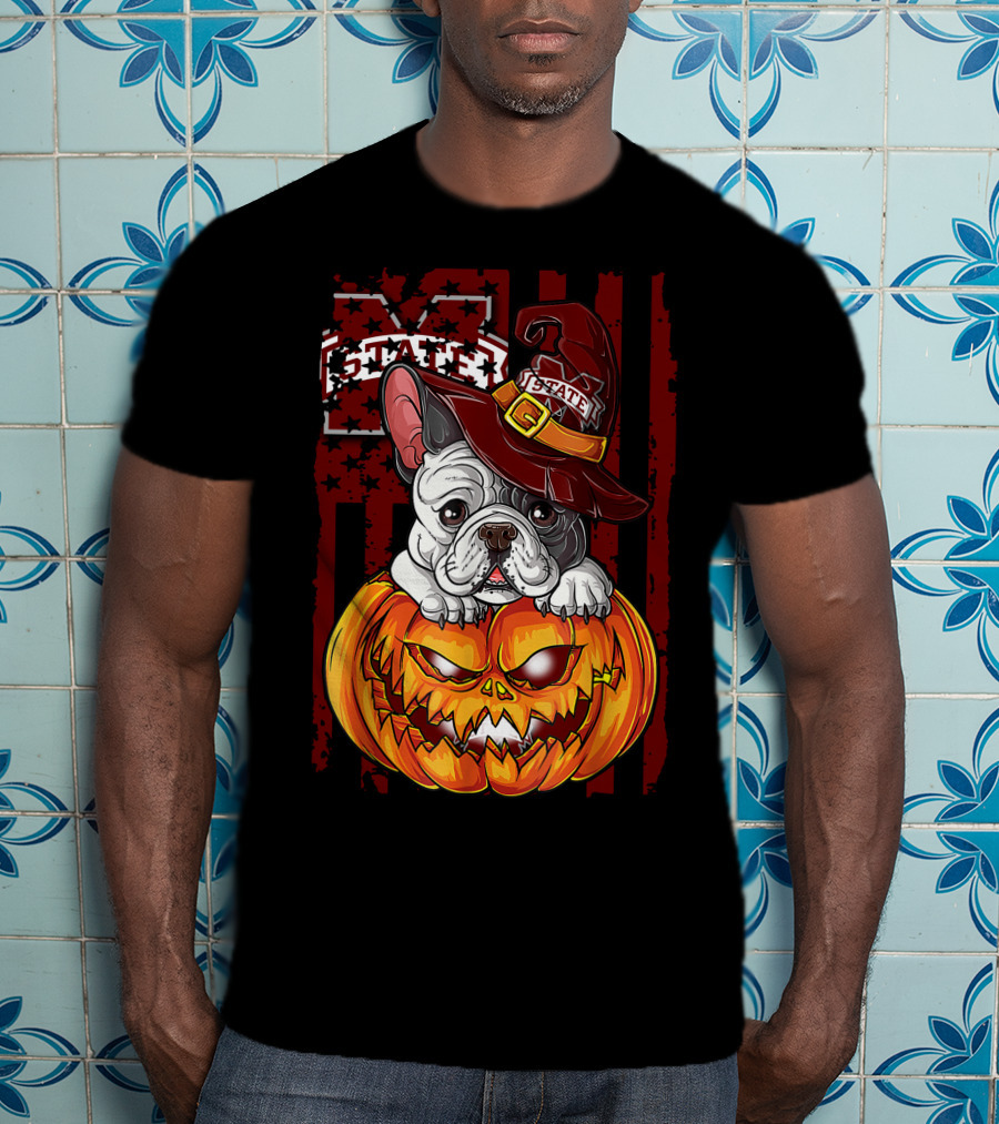Hlw Bulldog Mississippi State Bulldogs Halloween Pumpkin Wizard Hat T-Shirt