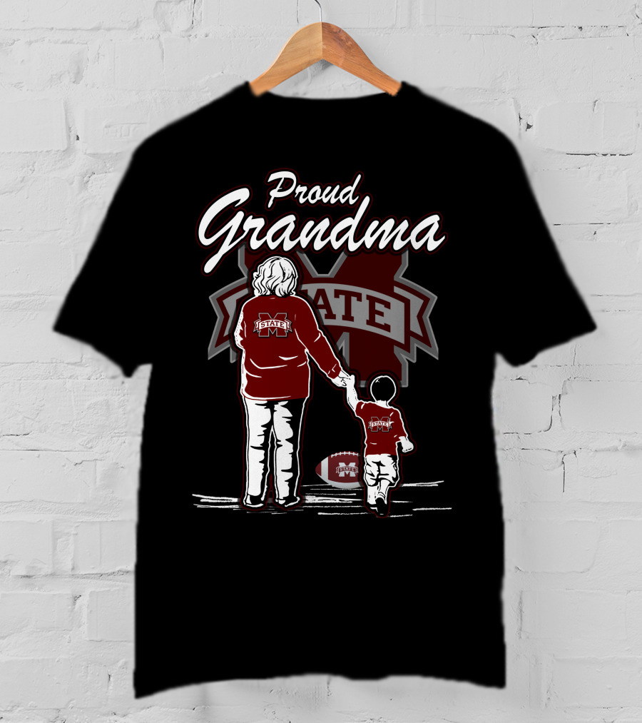 Proud Grandma Mississippi State Bulldogs Vintage Style Family Football Fan T-Shirt