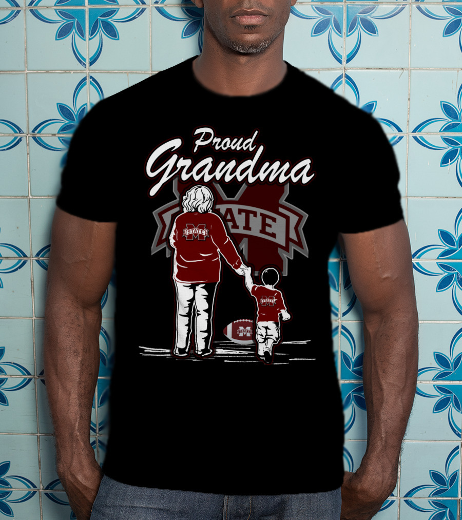 Proud Grandma Mississippi State Bulldogs Vintage Style Family Football Fan T-Shirt